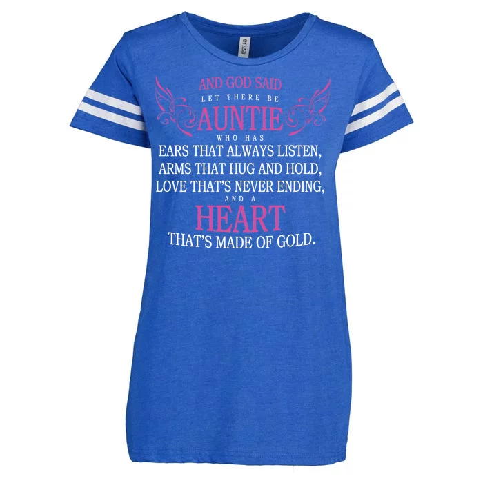 God Said Let There Be Auntie Enza Ladies Jersey Football T-Shirt