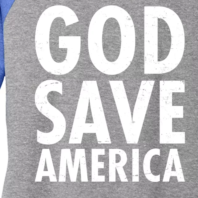 God Save America USA Religious Women's Tri-Blend 3/4-Sleeve Raglan Shirt