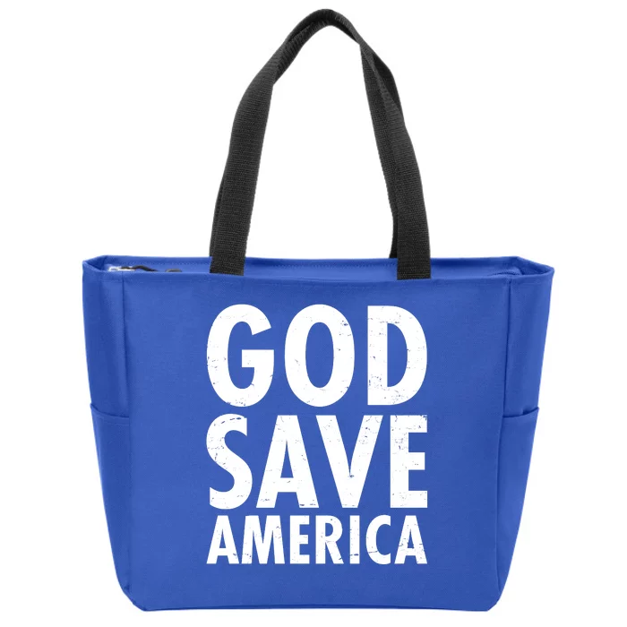 God Save America USA Religious Zip Tote Bag