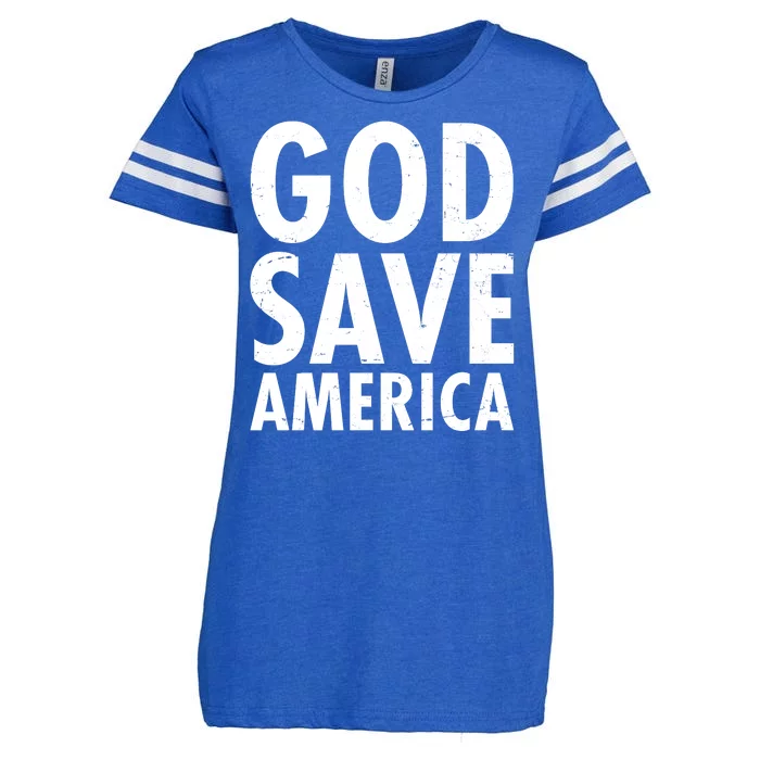 God Save America USA Religious Enza Ladies Jersey Football T-Shirt