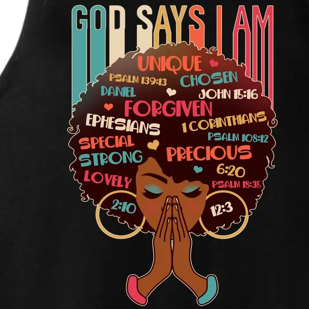 God Says I Am Praying Black Woman Ladies Tri-Blend Wicking Tank