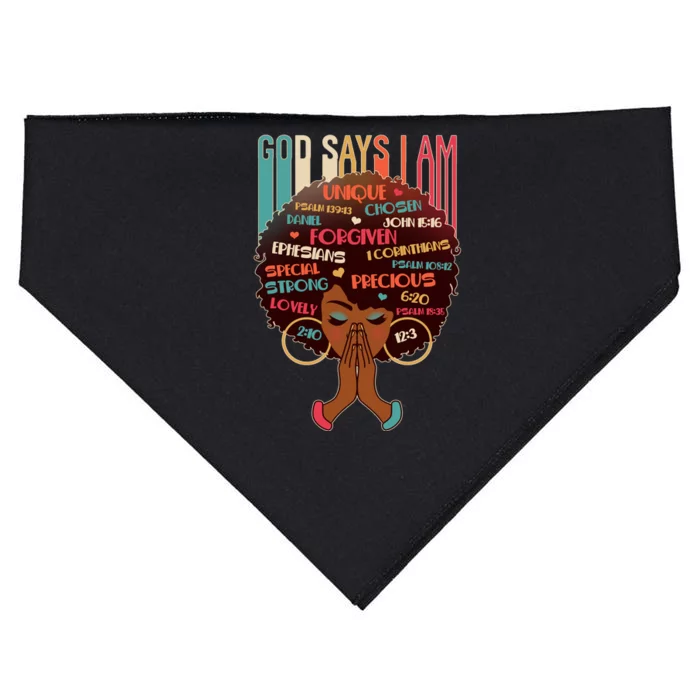 God Says I Am Praying Black Woman USA-Made Doggie Bandana