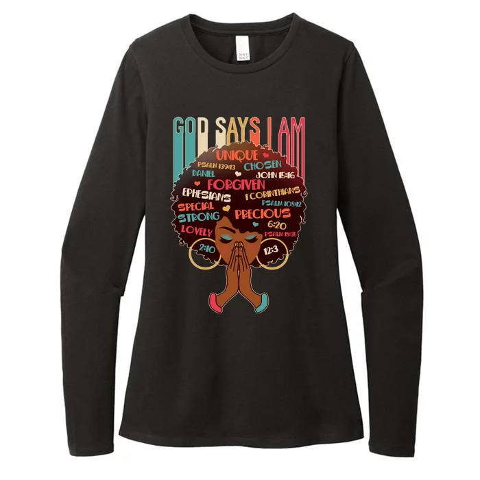 God Says I Am Praying Black Woman Womens CVC Long Sleeve Shirt