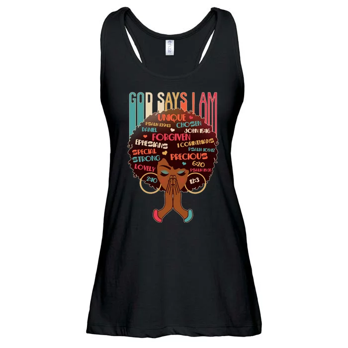 God Says I Am Praying Black Woman Ladies Essential Flowy Tank