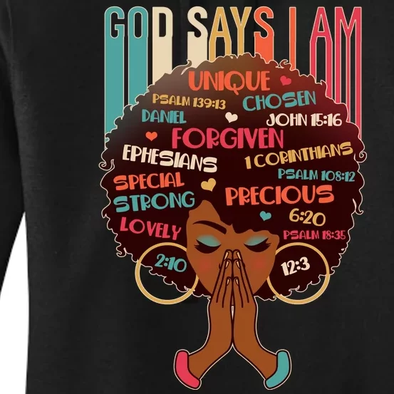 God Says I Am Praying Black Woman Women's Pullover Hoodie