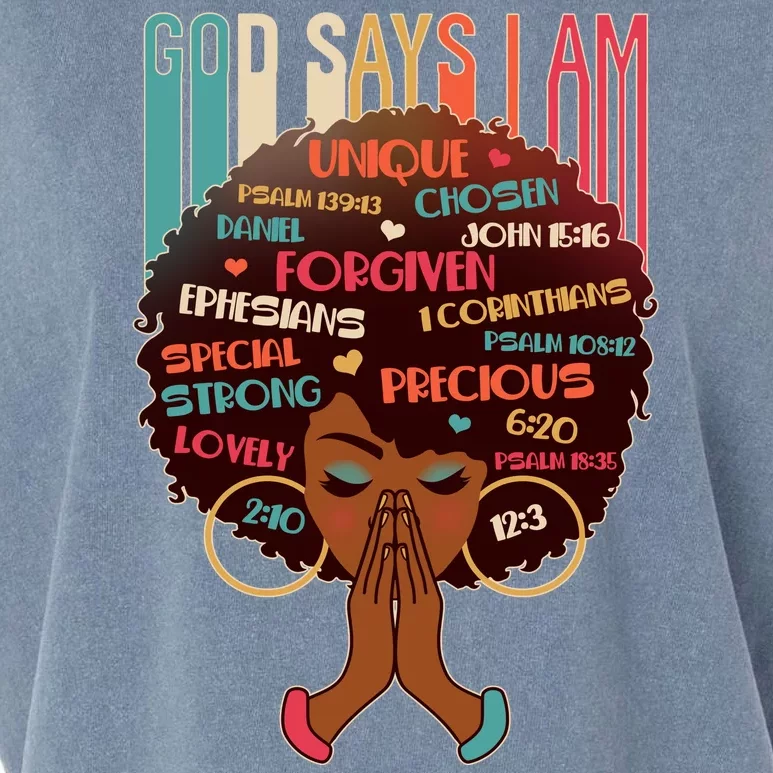 God Says I Am Praying Black Woman Garment-Dyed Women's Muscle Tee