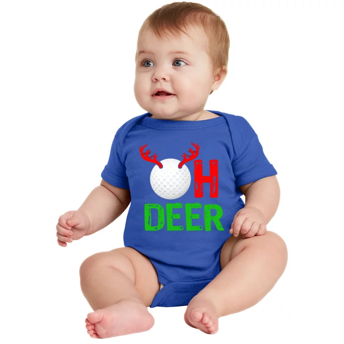 Golf Oh Deer Gift Funny Christmas Reindeer Baby Bodysuit