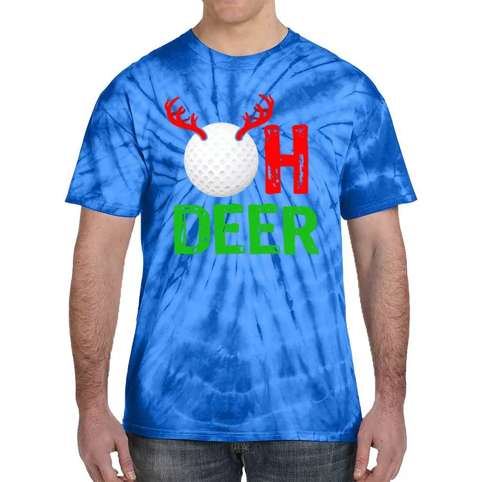 Golf Oh Deer Gift Funny Christmas Reindeer Tie-Dye T-Shirt