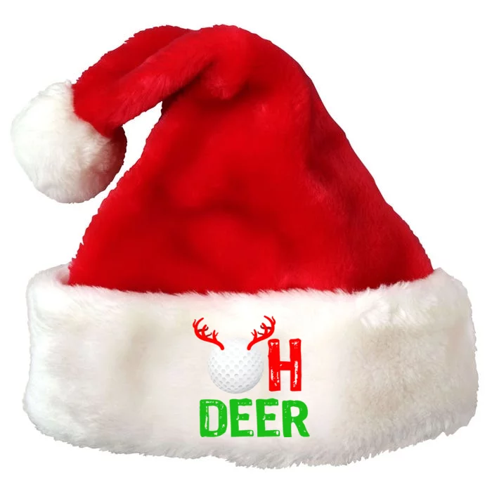 Golf Oh Deer Gift Funny Christmas Reindeer Premium Christmas Santa Hat