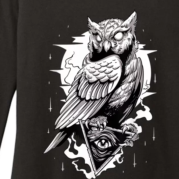 Goth Owl Design, Spooky Owl Design, Cool Owl, Owl Womens CVC Long Sleeve Shirt