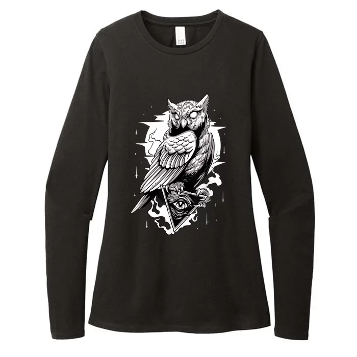 Goth Owl Design, Spooky Owl Design, Cool Owl, Owl Womens CVC Long Sleeve Shirt