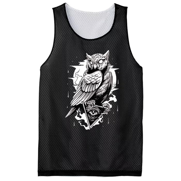 Goth Owl Design, Spooky Owl Design, Cool Owl, Owl Mesh Reversible Basketball Jersey Tank