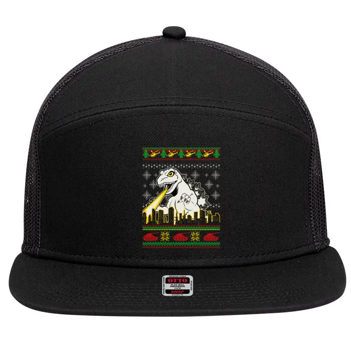 Monster Ugly Christmas Sweater 7 Panel Mesh Trucker Snapback Hat