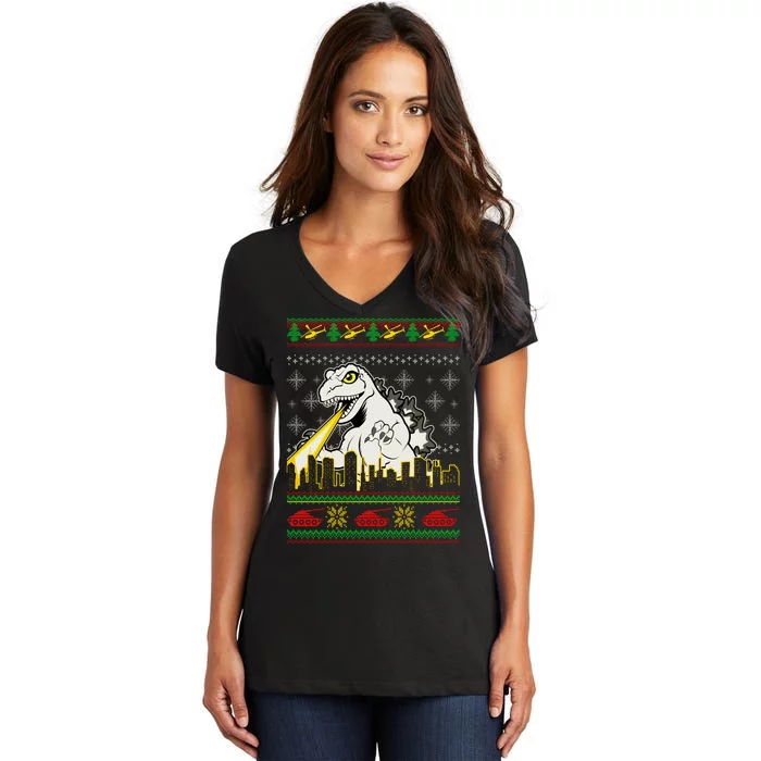 Monster Ugly Christmas Sweater Women's V-Neck T-Shirt