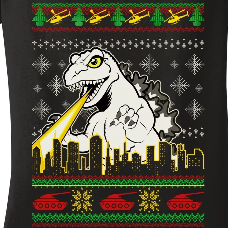 Monster Ugly Christmas Sweater Women's V-Neck T-Shirt