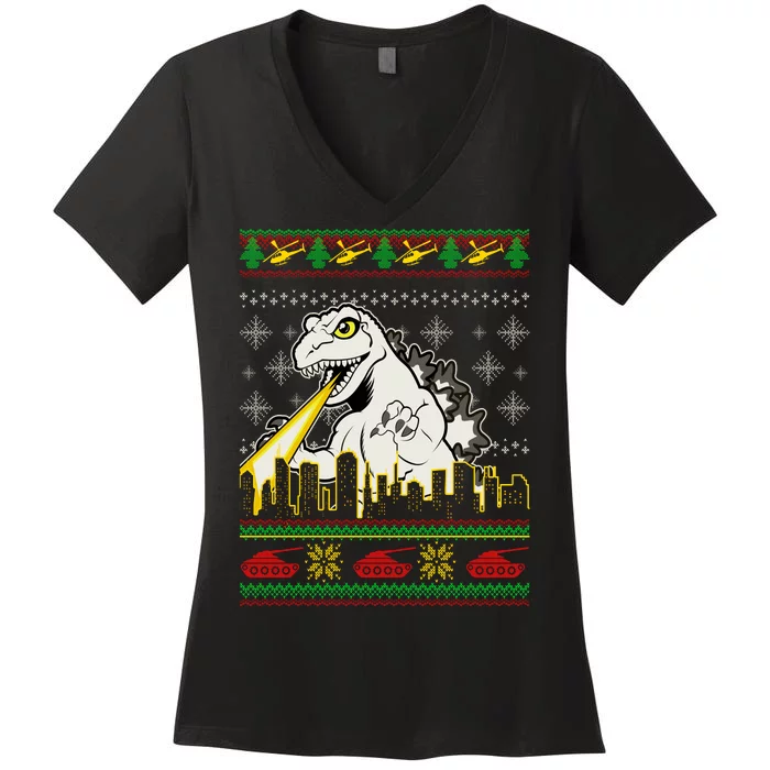 Monster Ugly Christmas Sweater Women's V-Neck T-Shirt