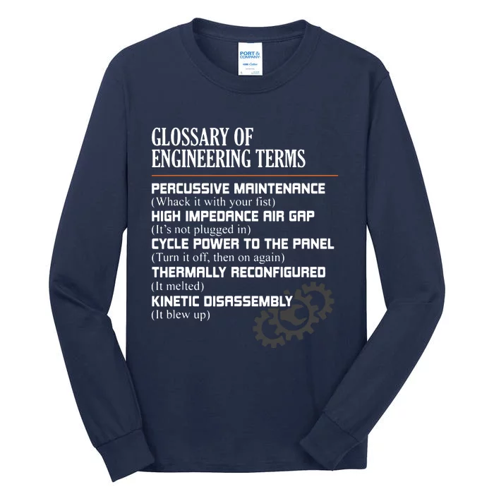 Glossary Of Engineering Terms Funny Engineer Definitions Tall Long Sleeve T-Shirt