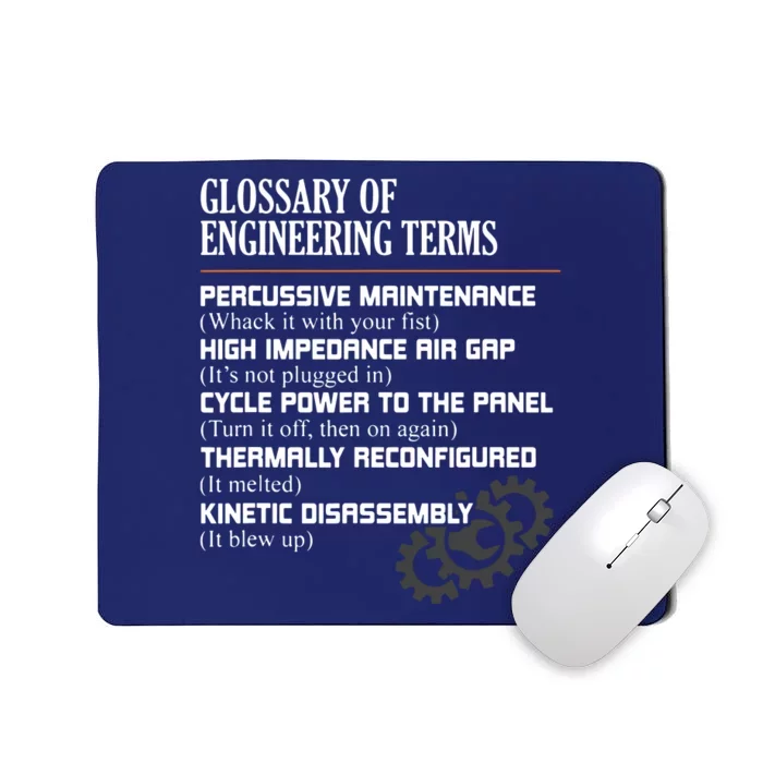 Glossary Of Engineering Terms Funny Engineer Definitions Mousepad