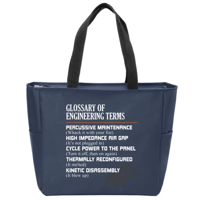 Glossary Of Engineering Terms Funny Engineer Definitions Zip Tote Bag