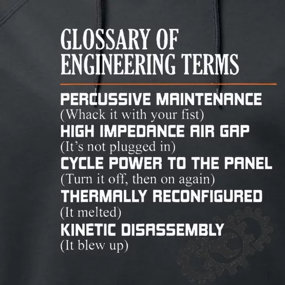 Glossary Of Engineering Terms Funny Engineer Definitions Performance Fleece Hoodie