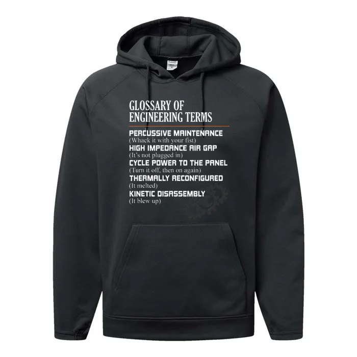 Glossary Of Engineering Terms Funny Engineer Definitions Performance Fleece Hoodie