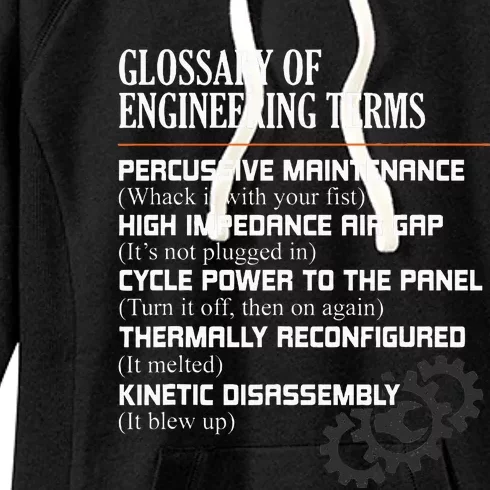 Glossary Of Engineering Terms Funny Engineer Definitions Women's Fleece Hoodie