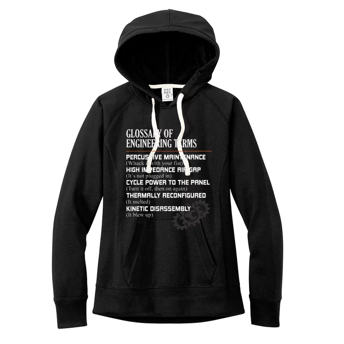 Glossary Of Engineering Terms Funny Engineer Definitions Women's Fleece Hoodie