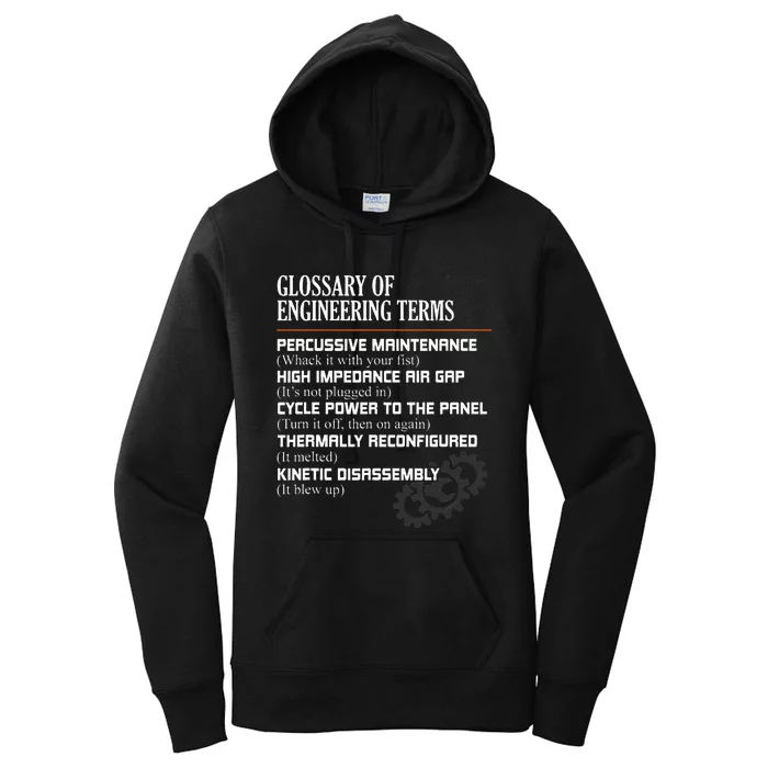 Glossary Of Engineering Terms Funny Engineer Definitions Women's Pullover Hoodie