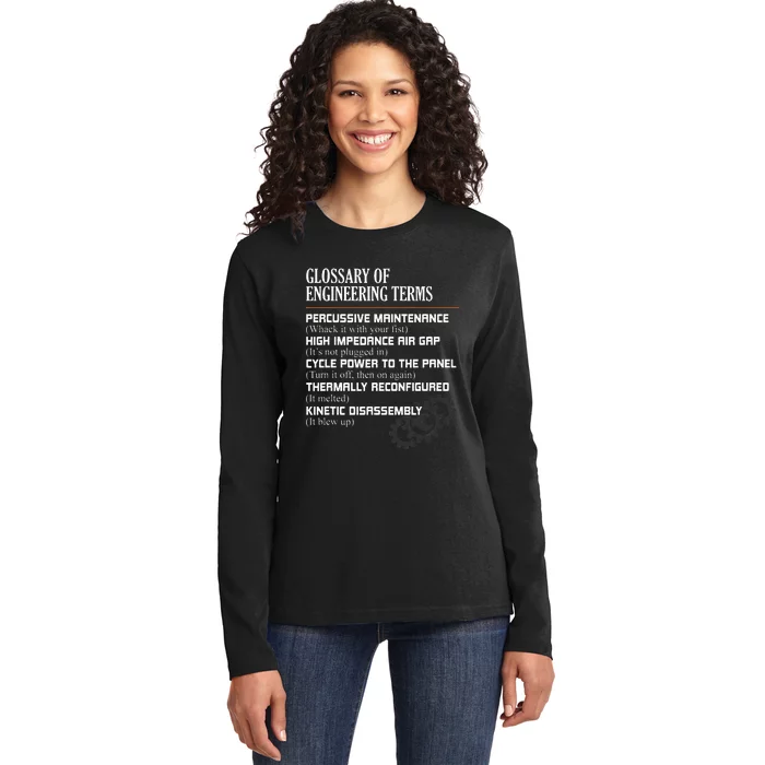 Glossary Of Engineering Terms Funny Engineer Definitions Ladies Long Sleeve Shirt