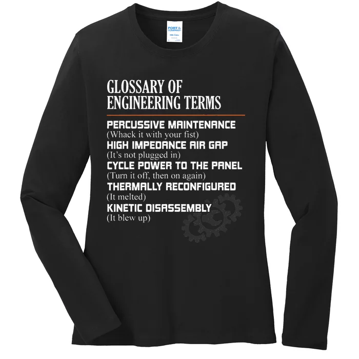 Glossary Of Engineering Terms Funny Engineer Definitions Ladies Long Sleeve Shirt