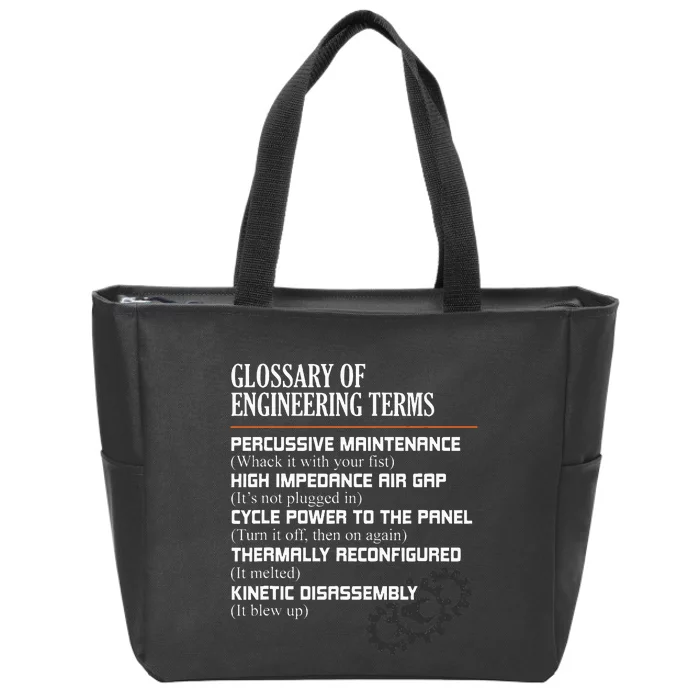 Glossary Of Engineering Terms Funny Engineer Definitions Zip Tote Bag