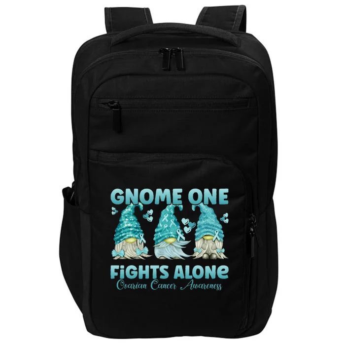 Gnome One Fights Alone Teal Ovarian Cancer Awareness Impact Tech Backpack