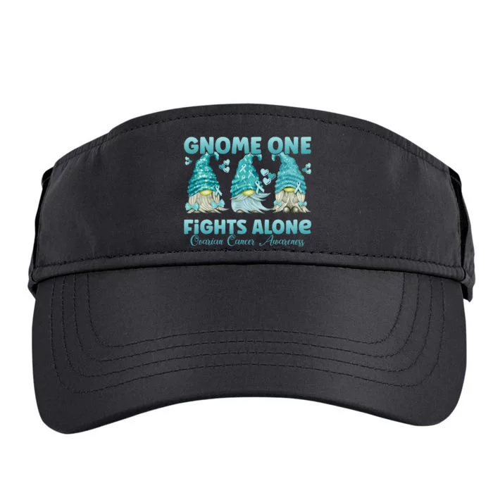 Gnome One Fights Alone Teal Ovarian Cancer Awareness Adult Drive Performance Visor