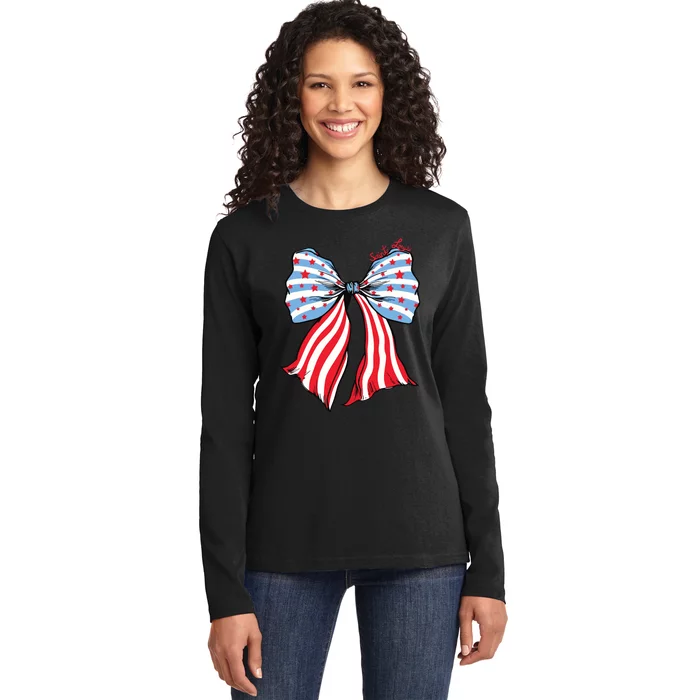 Grand Ol Flag Saint Louis Coquette Bow Ladies Long Sleeve Shirt