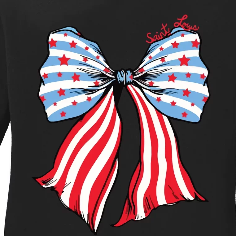 Grand Ol Flag Saint Louis Coquette Bow Ladies Long Sleeve Shirt