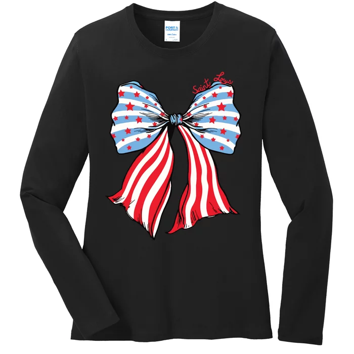 Grand Ol Flag Saint Louis Coquette Bow Ladies Long Sleeve Shirt