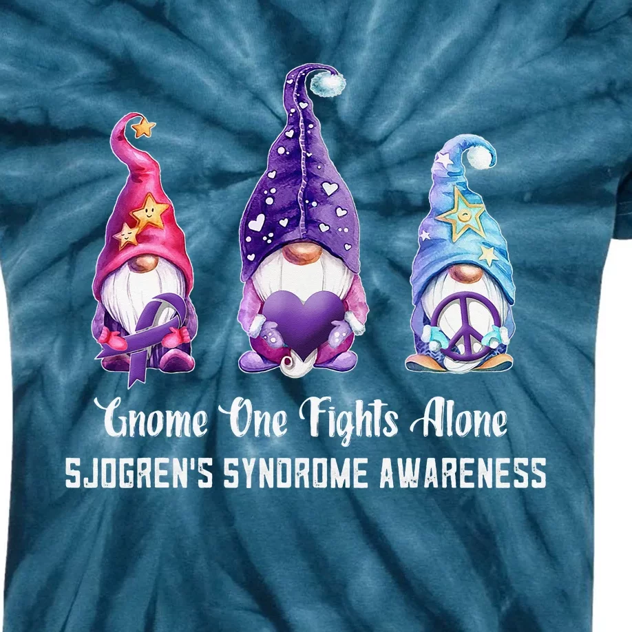 Gnome One Fights Alone Sjogren's Syndrome Awareness Kids Tie-Dye T-Shirt