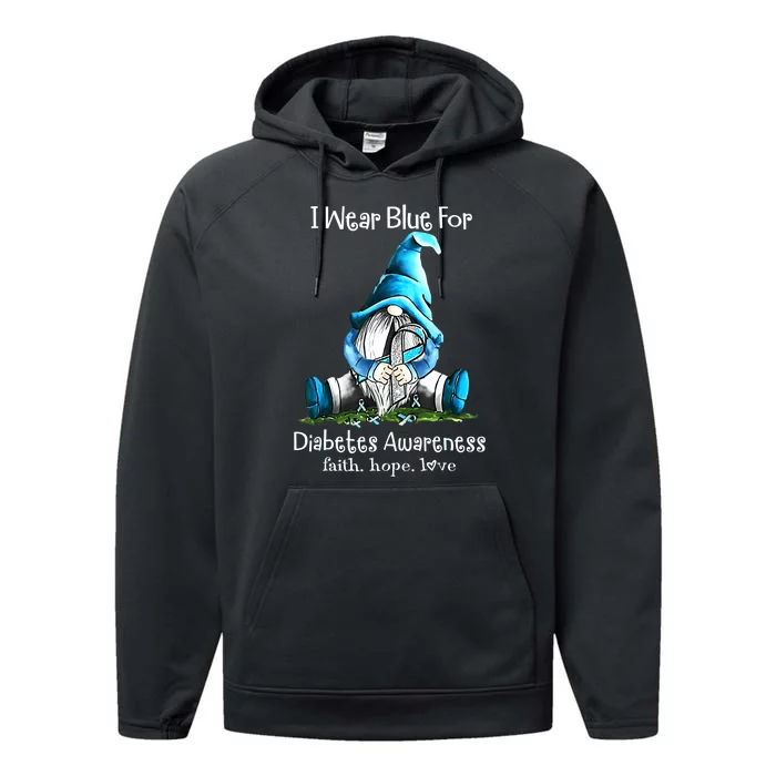 Gnome One Fights Alone Light Blue Prostate Cancer Awareness Performance Fleece Hoodie