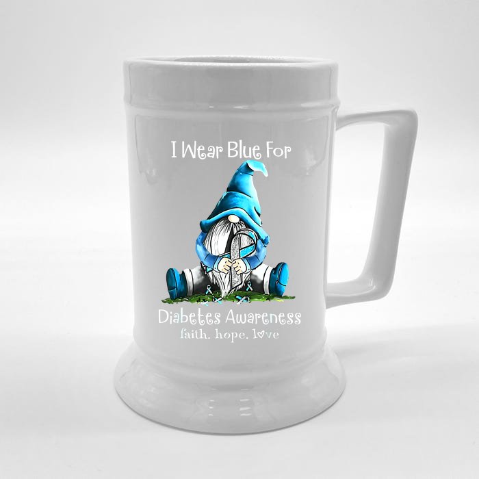 Gnome One Fights Alone Light Blue Prostate Cancer Awareness Front & Back Beer Stein