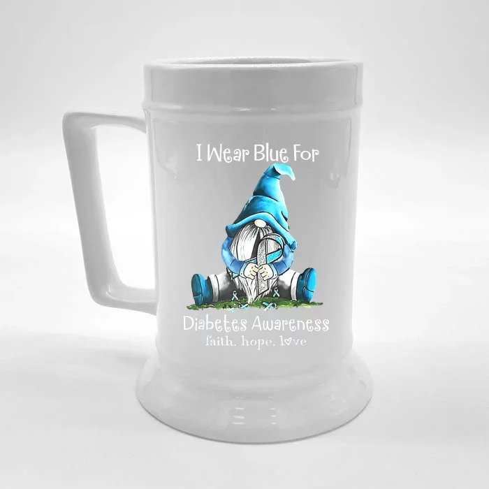 Gnome One Fights Alone Light Blue Prostate Cancer Awareness Front & Back Beer Stein