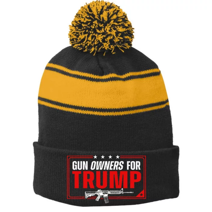 Gun Owners For Trump Stripe Pom Pom Beanie