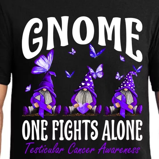 Gnome One Fights Alone Testicular Cancer Awareness Cute Gift Pajama Set