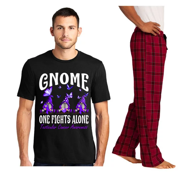 Gnome One Fights Alone Testicular Cancer Awareness Cute Gift Pajama Set