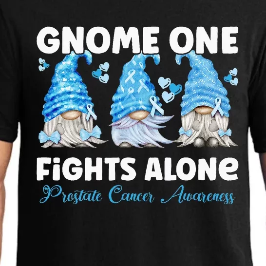 Gnome One Fights Alone Light Blue Prostate Cancer Awareness Pajama Set