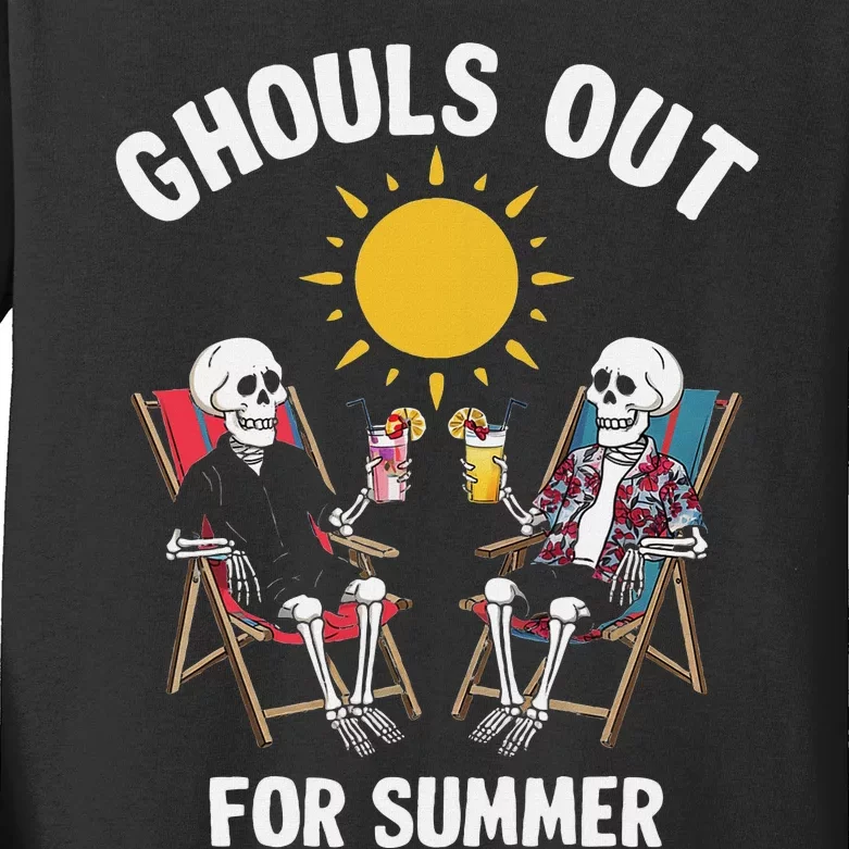 Ghouls Out For Summer Funny Summerween Ghoul Kids Long Sleeve Shirt