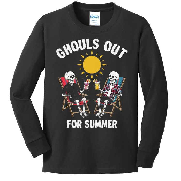 Ghouls Out For Summer Funny Summerween Ghoul Kids Long Sleeve Shirt