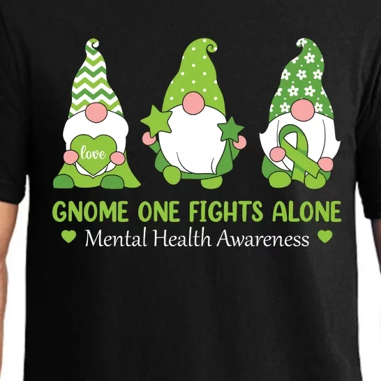 Gnome One Fights Alone Green Mental Health Awareness Pajama Set