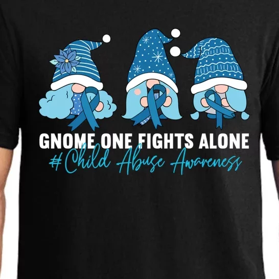 Gnome One Fights Alone Abuse Awareness Blue Ribbon Gift Pajama Set