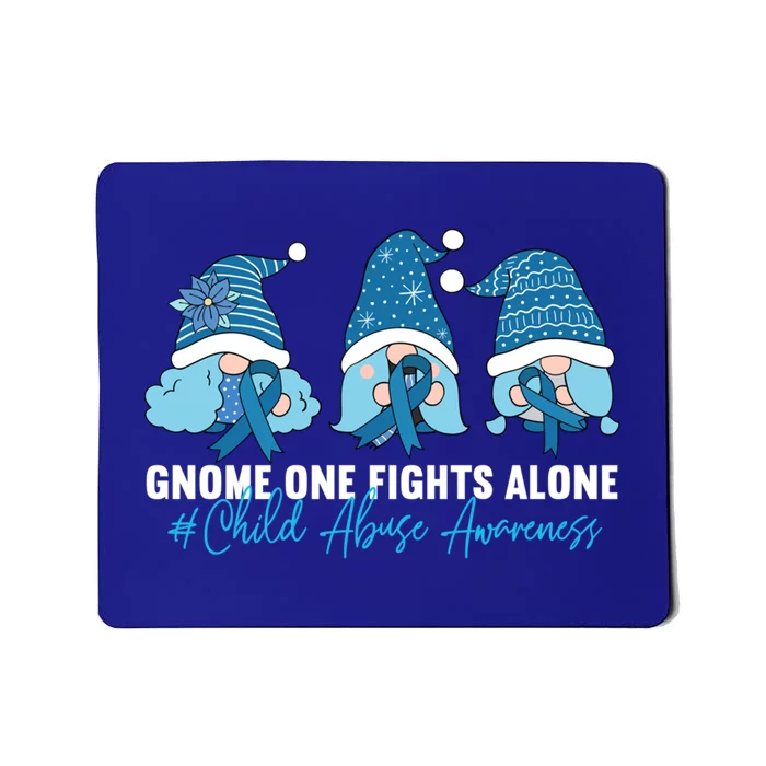 Gnome One Fights Alone Abuse Awareness Blue Ribbon Gift Mousepad