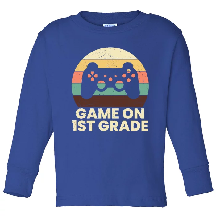 Game On First Grade Video Gamer Cute 1St Grade Funny Gift Toddler Long Sleeve Shirt